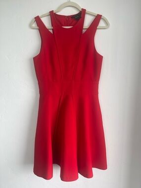 Armani Exchange Bright Red Sleeveless Fit-and-Flare Mini Dress